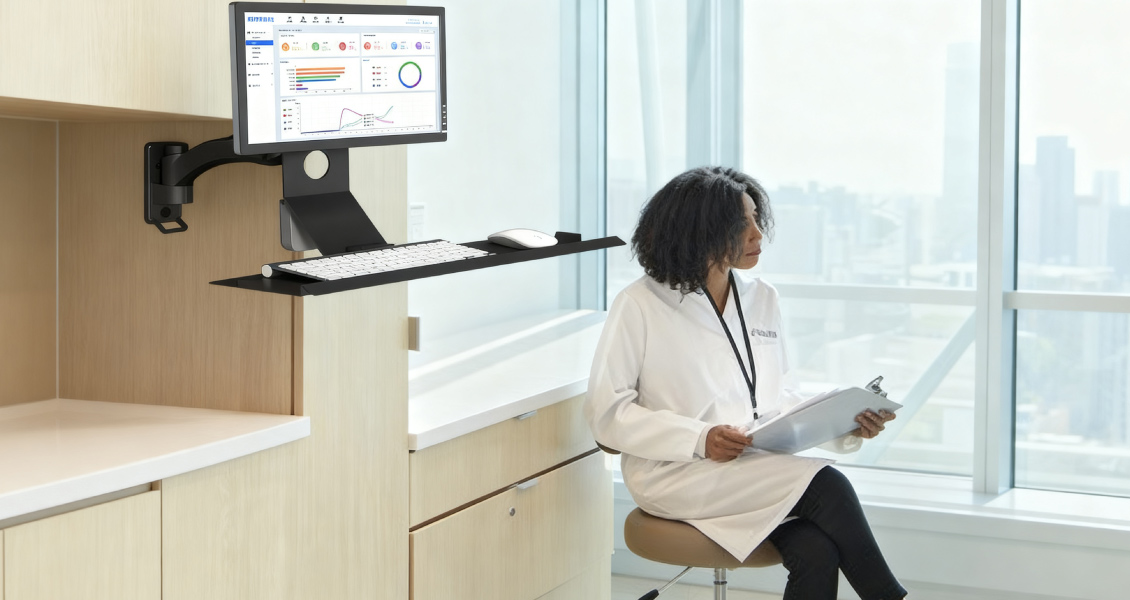 wall-mounted monitor arm application aluminum wall-mounted monitor arm application