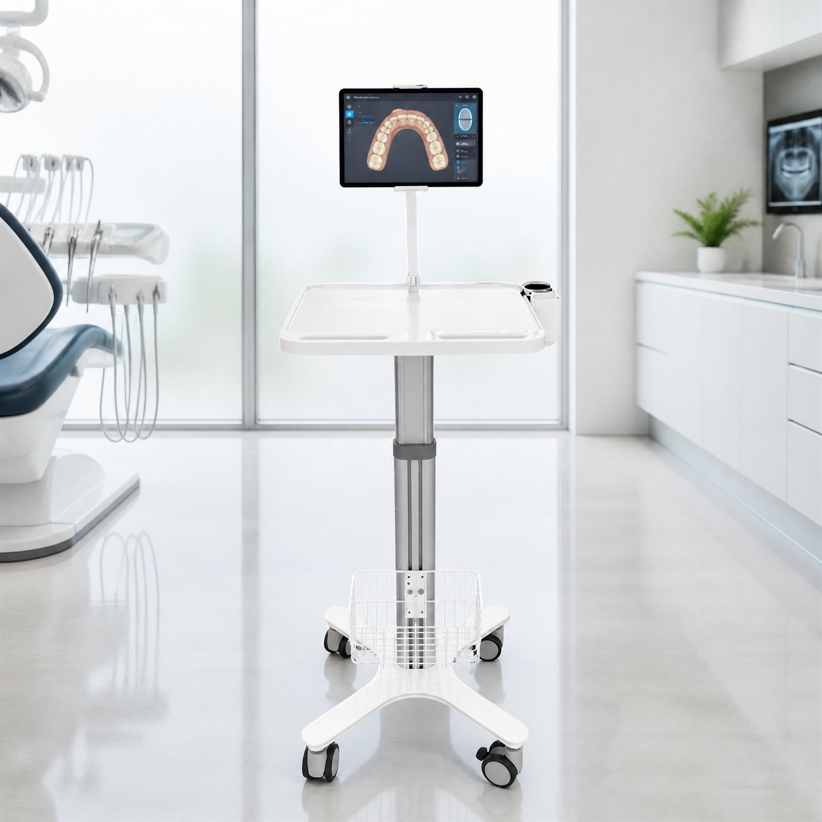 Mobile Height-Adjustable Laptop Cart for Tablet and Mobile Phone